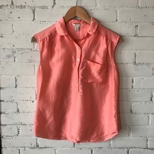 J.Crew 100% silk sleeveless button down salmon